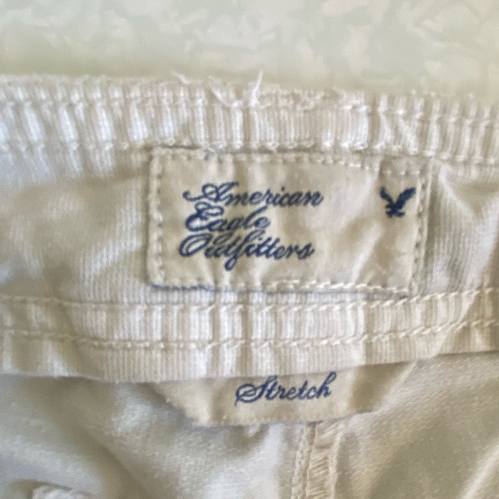 American Eagle Cargo Shorts Womens 6 White Stretch Flap Pockets Summer Casual
